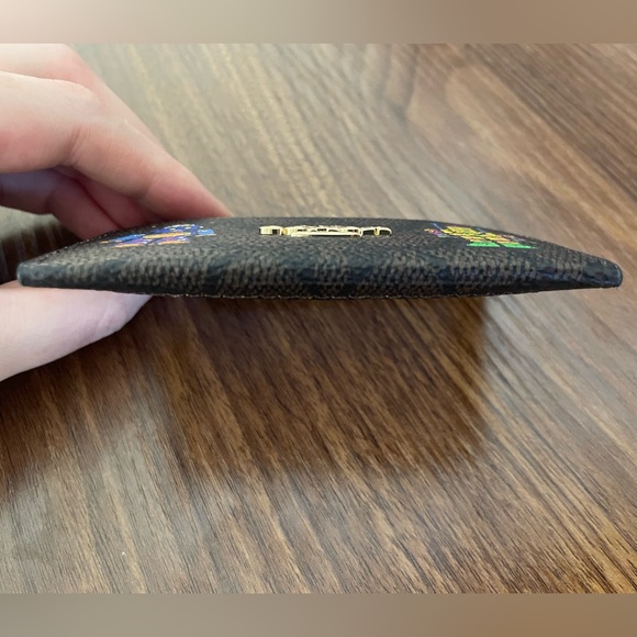 COACH Cosmic Slim ID Card Case In Signature Canvas With Robot Print NWOT🖤🩵💜 - Picture 5 of 8